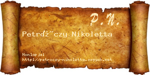 Petróczy Nikoletta névjegykártya