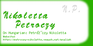 nikoletta petroczy business card